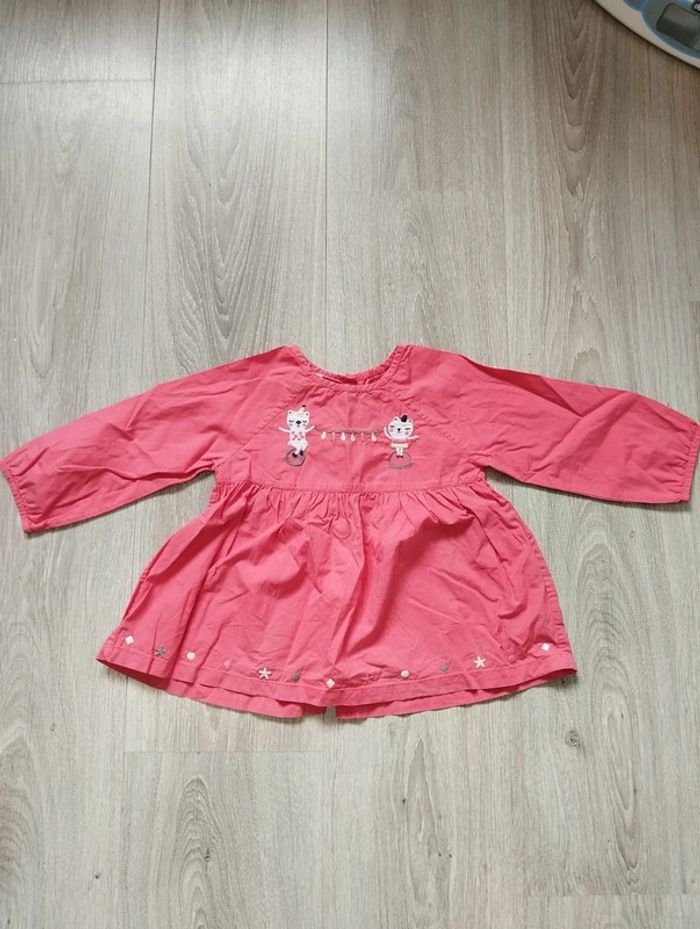 Robe/tunique mignonne DPAM rose saumoné chats cirque 18 mois automne - photo numéro 3