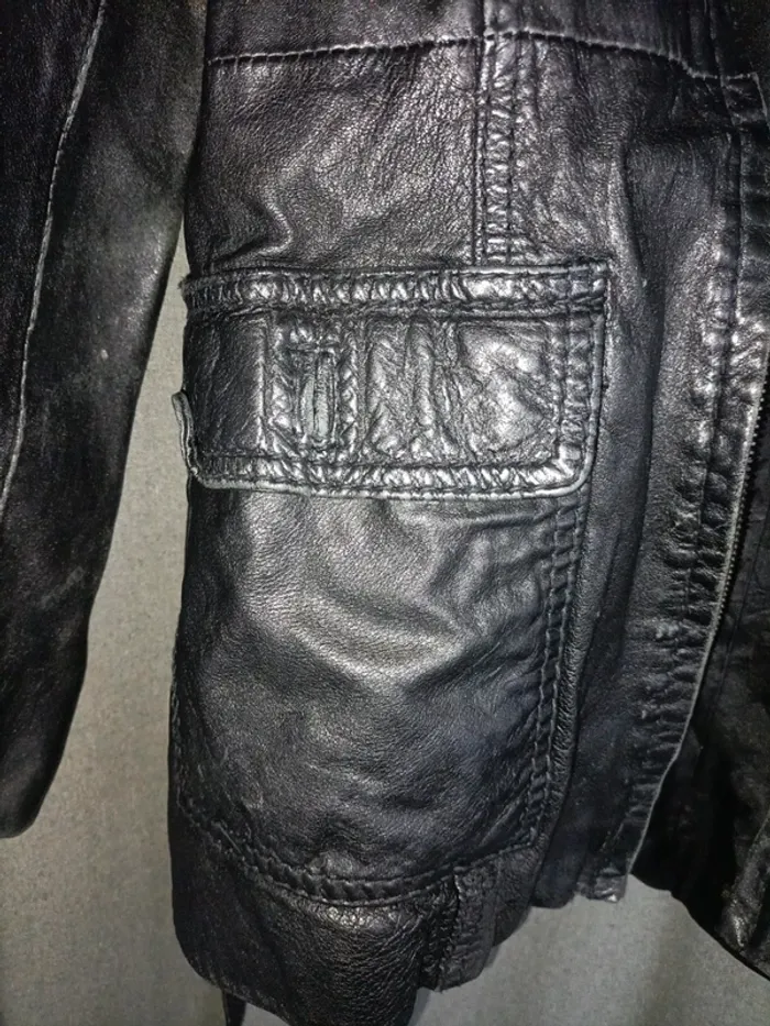 Veste saharienne en cuir véritable - photo numéro 9