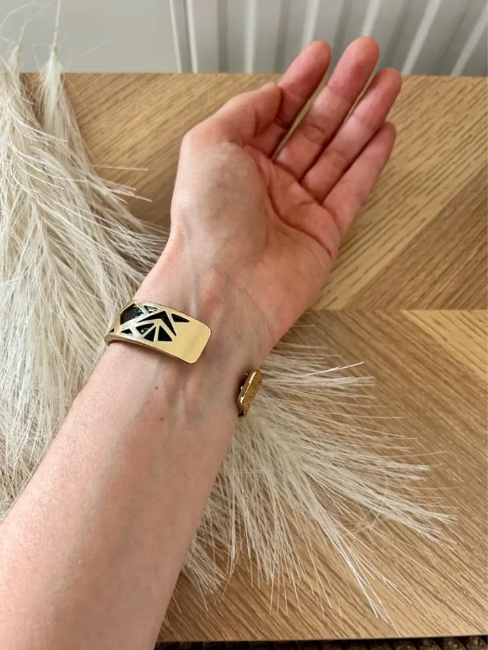 Superbe manchette dorée avec lien en simili cuir réversible - photo numéro 12