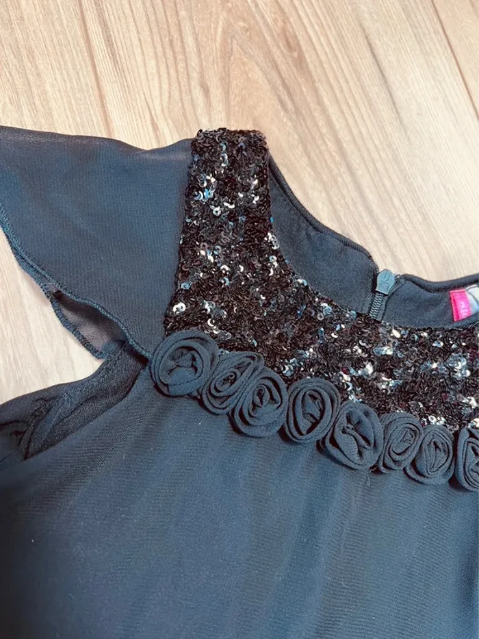 Taille 2 ans robe de fête fille orchestra noire * sequins voile * 🩷 - photo numéro 2