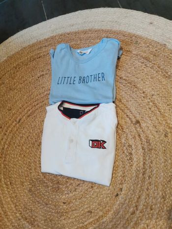 Lot 2 hauts 1 polo long orchestra 8 ans blanc 1 t shirt lonh littlr brother