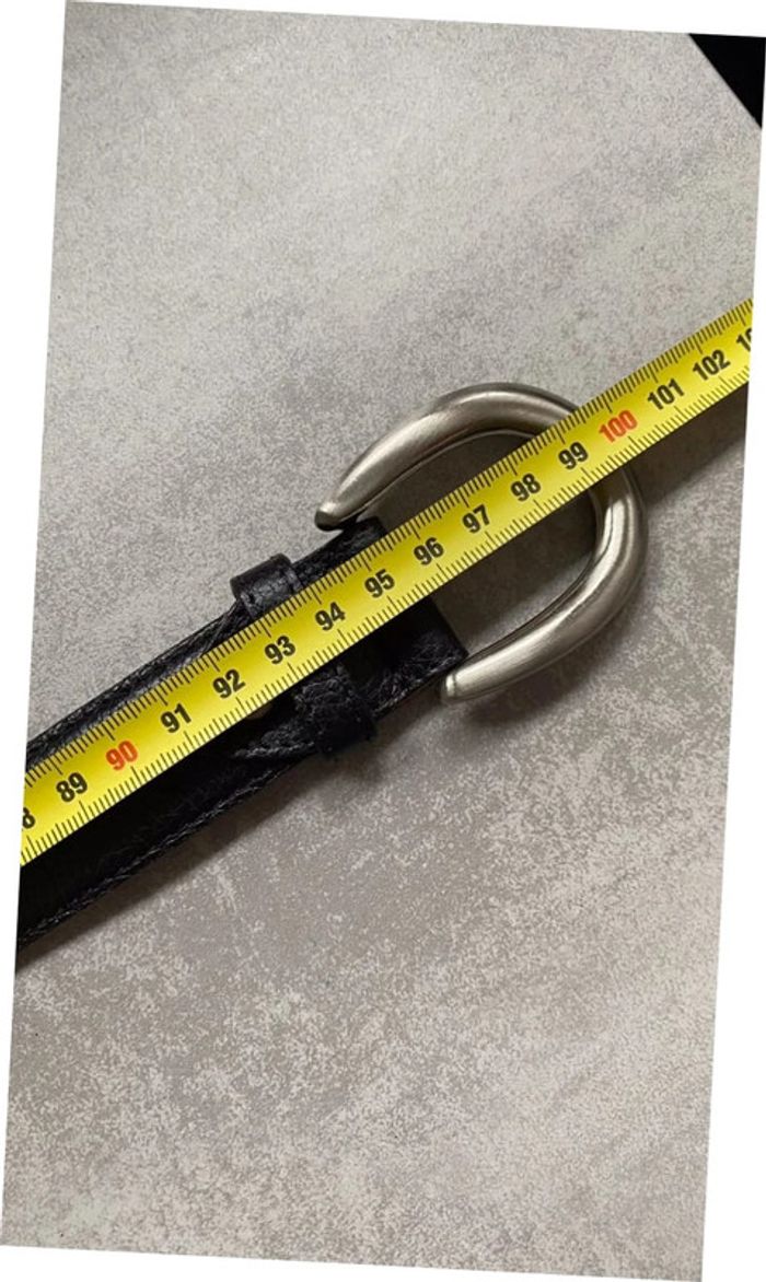 Ceinture noire en cuir de vachette france 80 cm - photo numéro 5