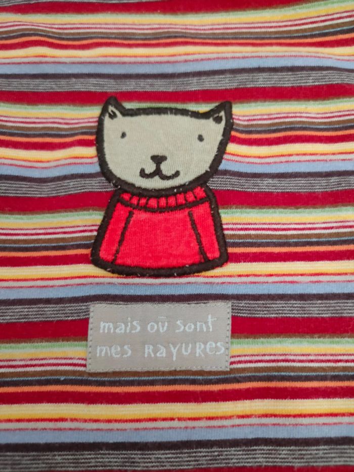 T-shirt manches longues rayé rouge - photo numéro 2