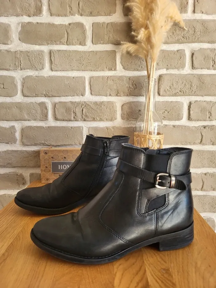 Bottines Chelsea en cuir véritable noires Lavorazione Artigiana - photo numéro 2
