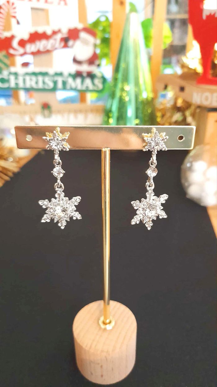 Bijoux Noël | Boucles d’Oreilles neuves Flocons Scintillants