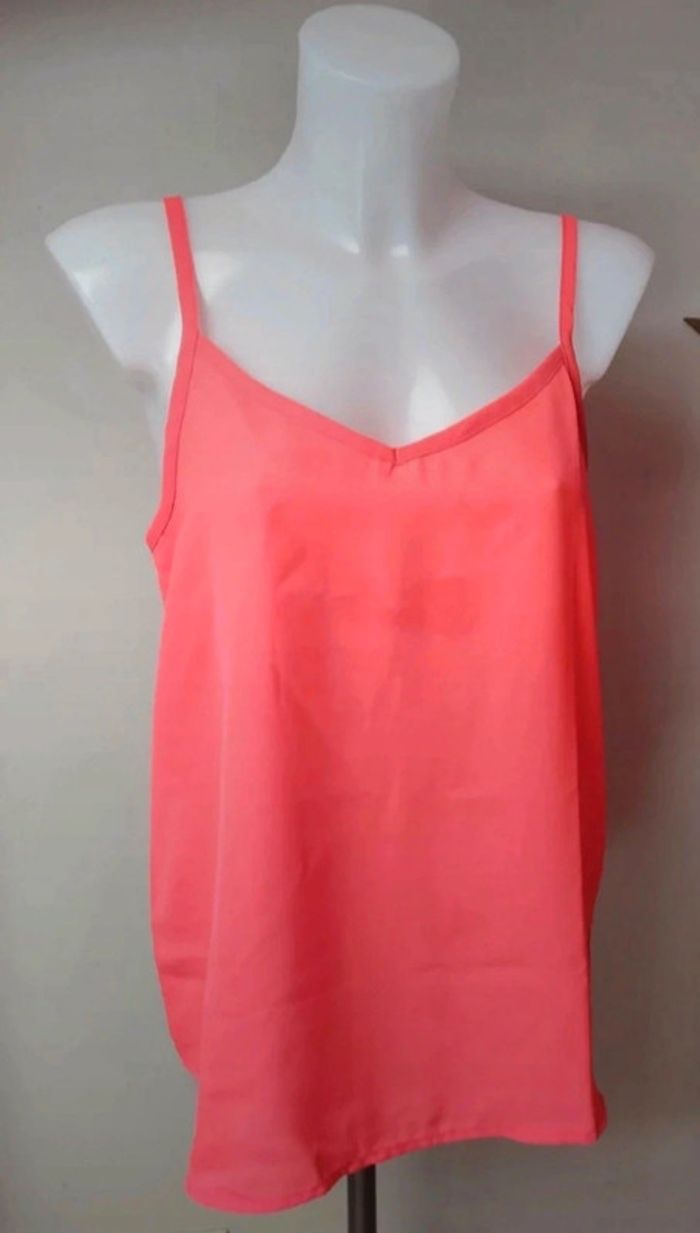 🌺Joli top voile corail fluo neuf - K Woman taille 40🌺