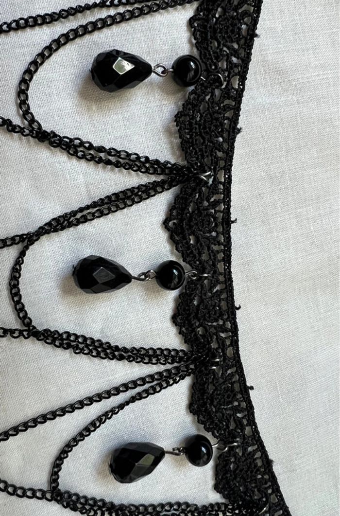Collier ras de cou type choker chaînes perles Goth Victorian Baroque - photo numéro 3