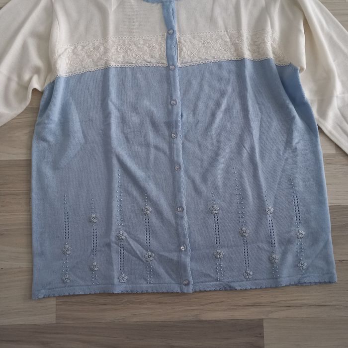 Gilet femme blanc et bleu Angela Baraldi taille M - photo numéro 5