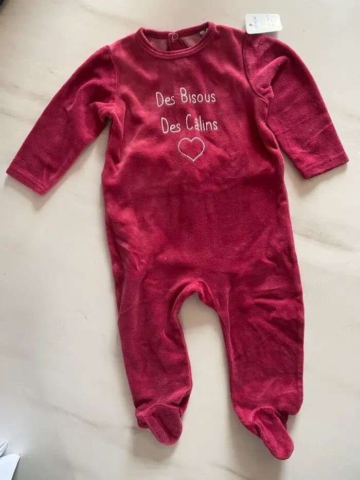 Pyjama épais fuchsia Mes Petits Cailloux 12 mois/74 cm [ref.98B070] - photo numéro 2