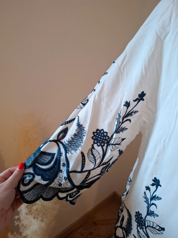 Blouse blanche bohème Fleurie Griffon taille M 38 - photo numéro 6