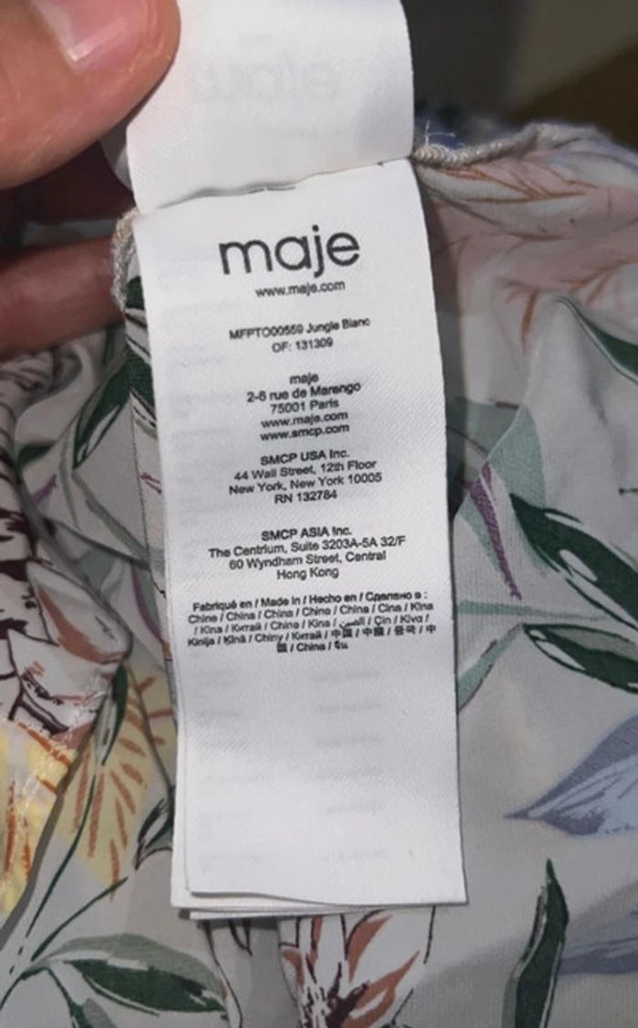 Blouse fluide Maje avec volant jungle blanc Taille 38 - photo numéro 15