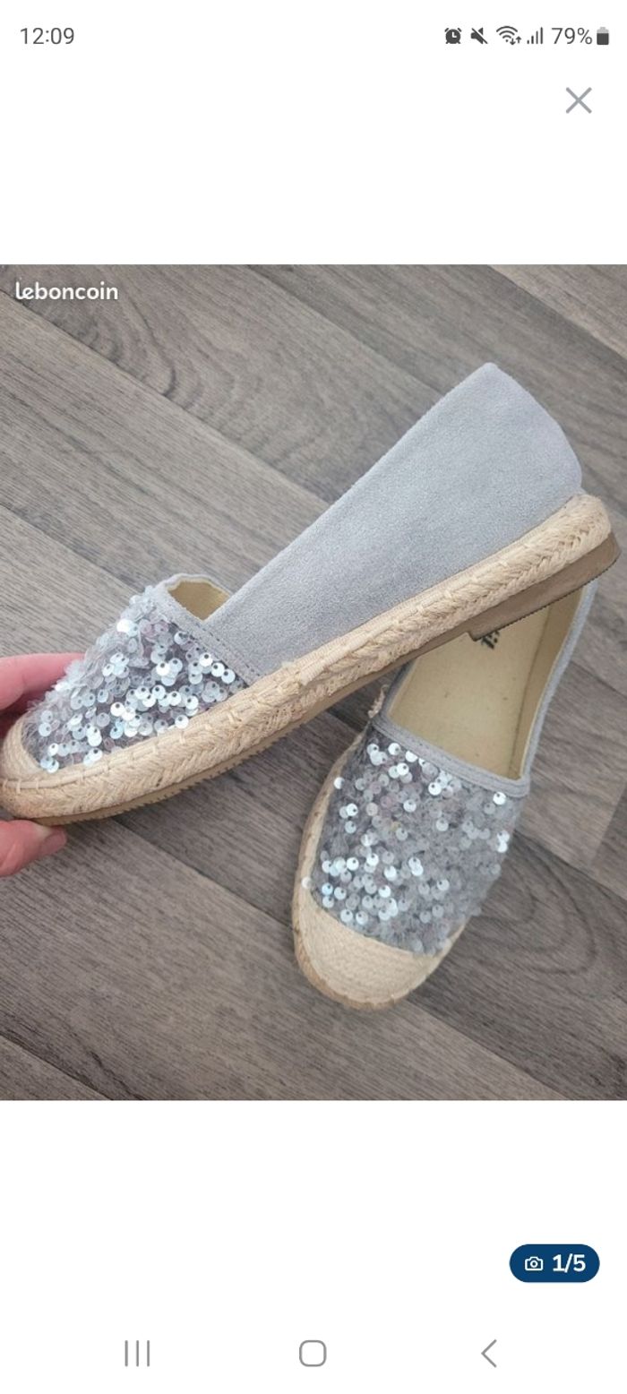 Paires d'espadrilles à sequins grise Kiabi-Pointure 38