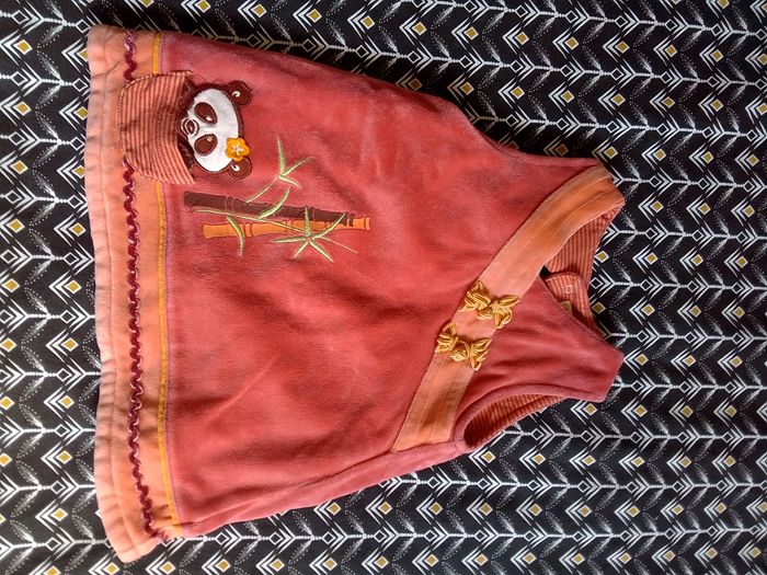 Ensemble orange Orchestra 6 mois (robe+legging+chaussons) - photo numéro 2