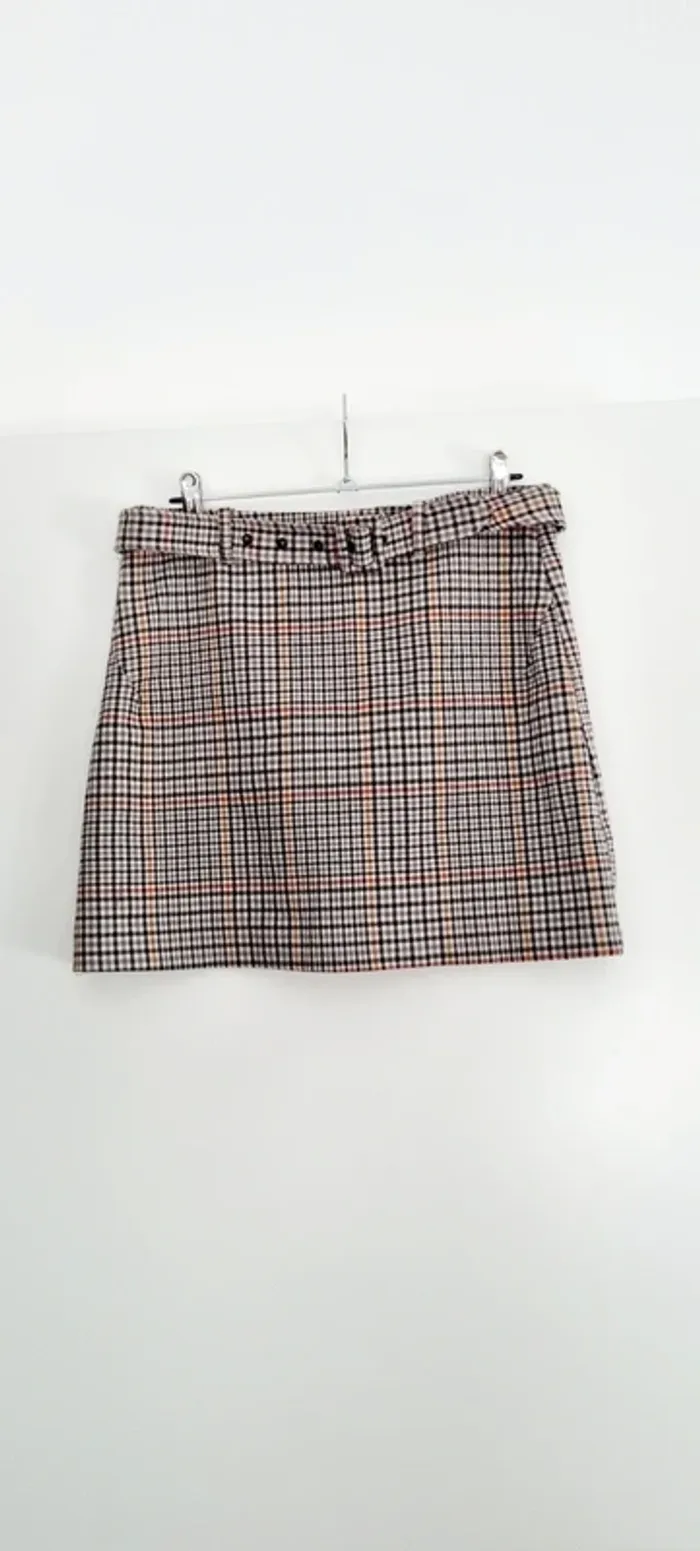 Jupe courte carreaux marron 38 mango