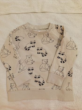 Pull pour garçon crème avec motif noir petit renard nounours voir photos taille 12 mois bouton à pression dans le dos 2 très bon état très jolie pull