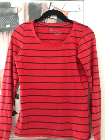 Tee shirt marinière S corail / gris