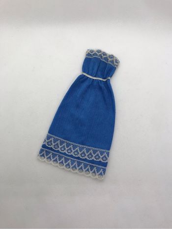 Robe longue bustier Barbie vintage 1982 fashion fun romantic nights 5712 bleu dentelle argentée