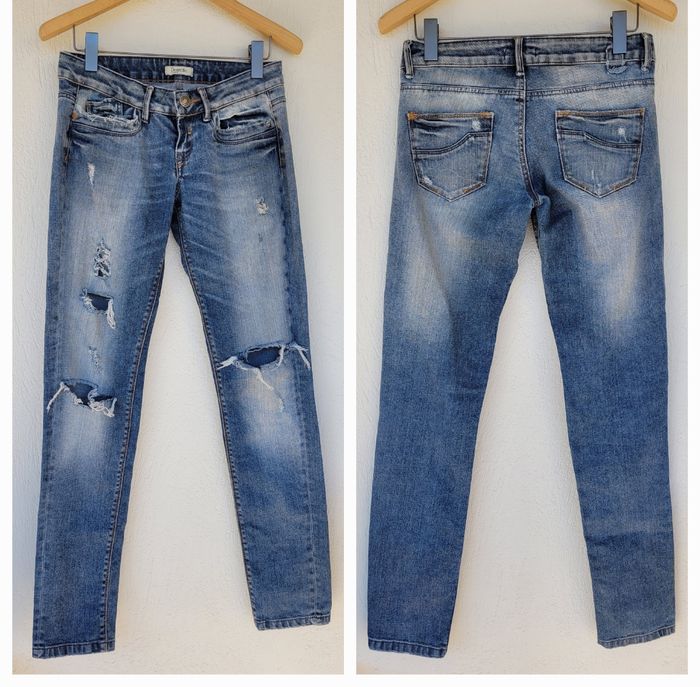 Pimkie Denim Life Jean TFr38 - Coupe Droite&Mid Rise - Style destroyed -Bleu used TBE - photo numéro 2