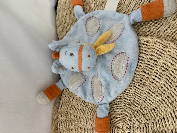 Cheval KIMBALOO doudou rond plat bleu et orange - photo numéro 1