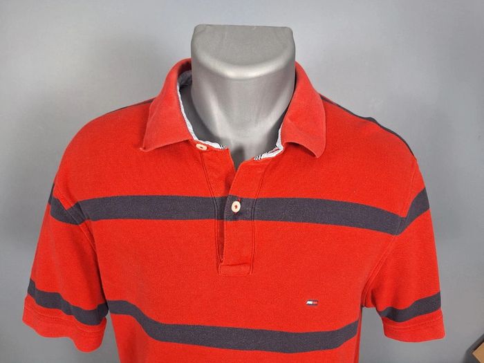 Polo tommy hilfiger noir et rouge vintage - taille L - 100% coton - brodé (546) - photo numéro 3