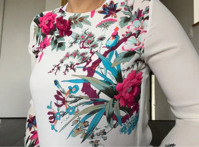 Blouse blanche fleurs rose Shein - photo numéro 2