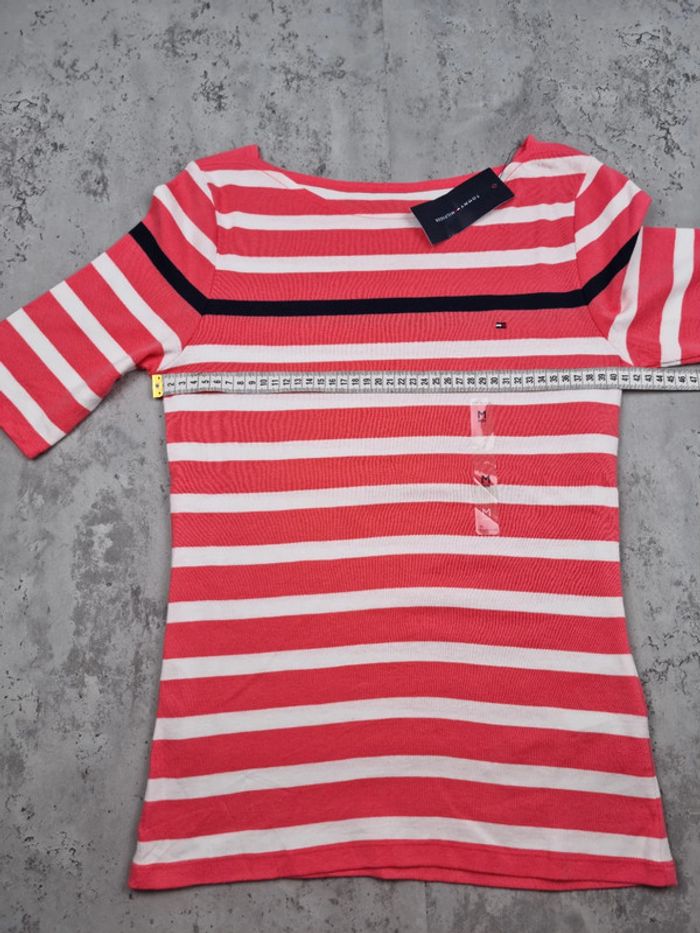 Top marinière Tommy Hilfiger rayé rose/blanc neuf avec étiquette - photo numéro 6