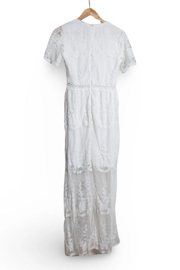 Robe longue blanche dentelle et broderie anglaise bohème vibes Taille S - photo numéro 10