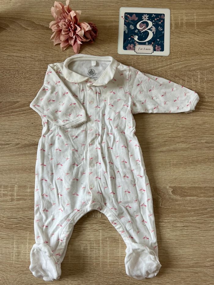Jolie grenouillère flamants roses Petit Bateau 3 mois TBE