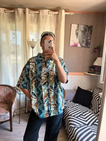 Chemise hippie fluide île exotique vintage bohème champêtre y2k