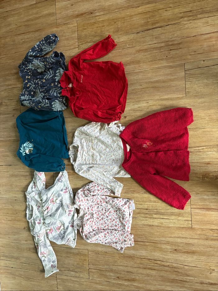 Lot 6 blouses + 1 gilet petit béguin / dpam