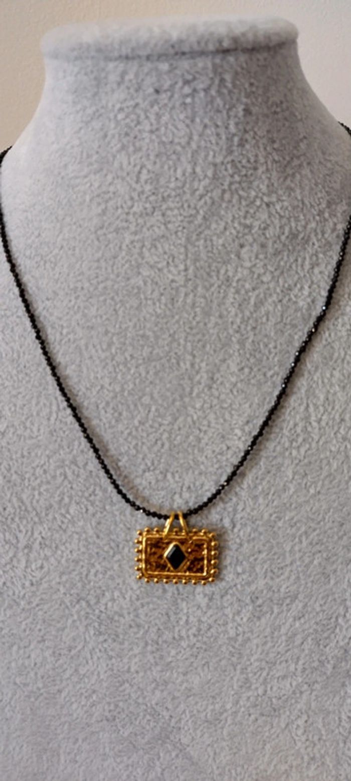 Collier pierres naturelles agates noires et onyx - photo numéro 3