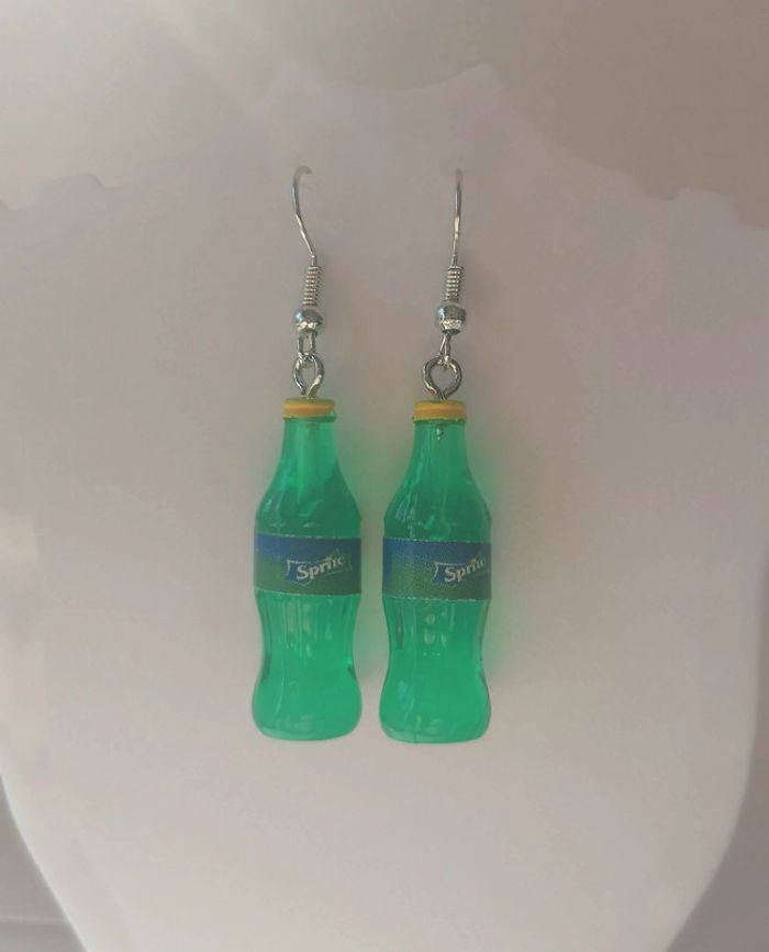 Boucles d'oreilles / bijoux bouteilles de Sprite vert - photo numéro 2