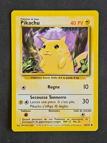 Carte Pokemon Pikachu Set de base 58/102