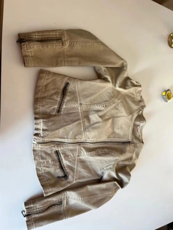 Veste en cuir beige marron