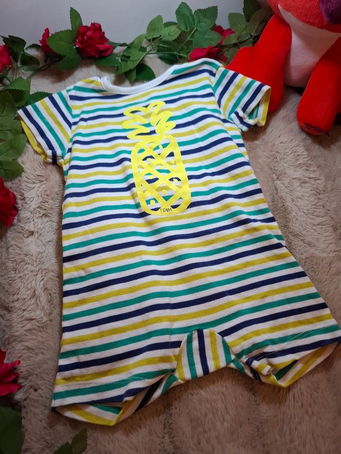 Combishort rayé motif ananas - 18 mois - DPAM