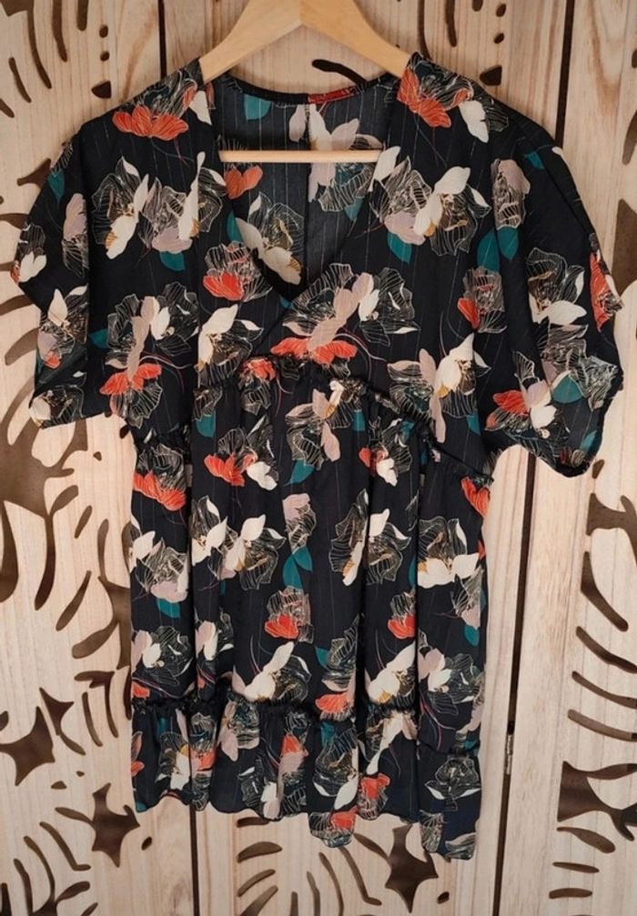 Robe mini ou tunique imprimé floral Fabriqué en France - photo numéro 7
