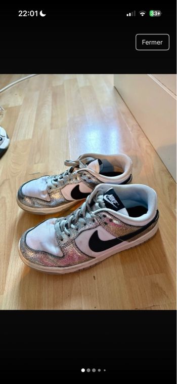 Basket Nike dunk low gris pailleté