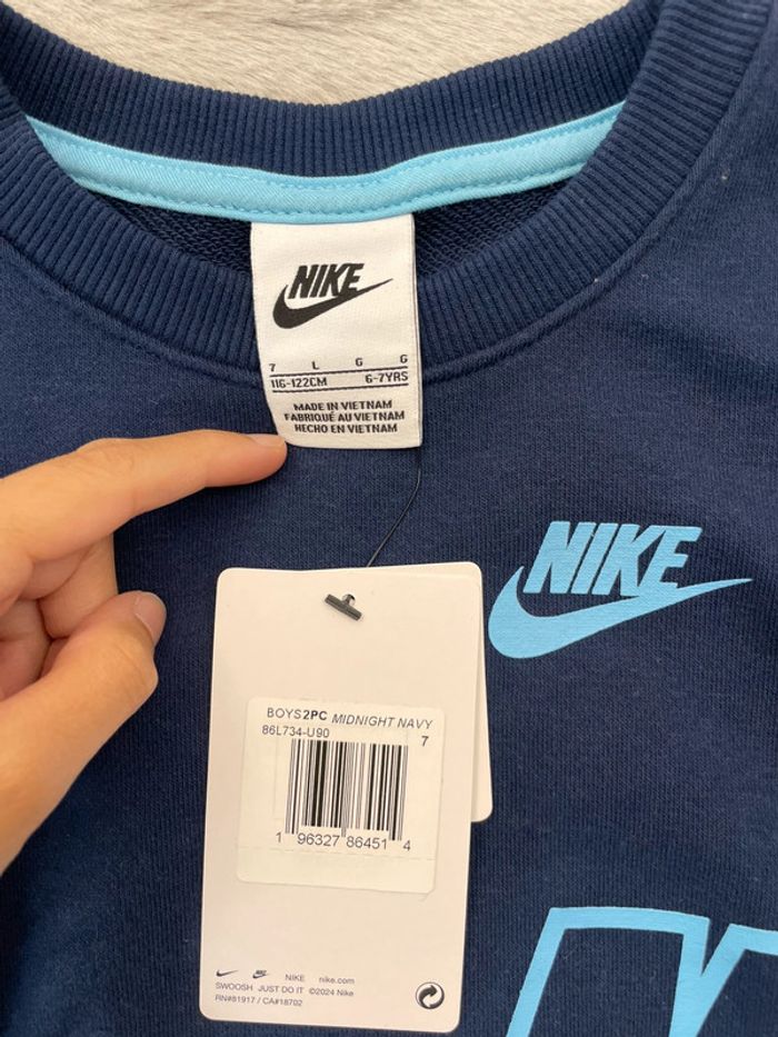 Ensemble Nike Pull + jogging bleu - Taille 6-7ans - photo numéro 3