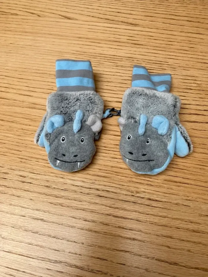 Moufles enfant Stentaler bleu et grise