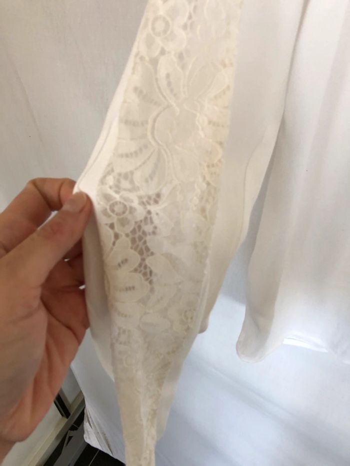 Chemise blanche manches longues dentelle Promod taille 36 38 très bon état - photo numéro 13
