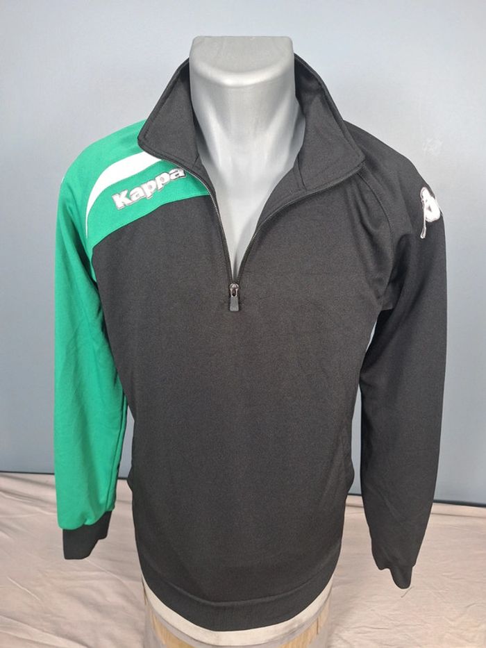 veste quart de zip kappa vintage/ homme - taille S / noir et vert - brodé (454) - photo numéro 10