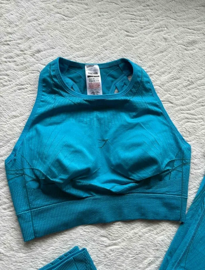 Ensemble Gymshark Apex Seamless Femme Bleu – Brassière L + Legging M – Comme Neuf – Valeur 102€ - photo numéro 2