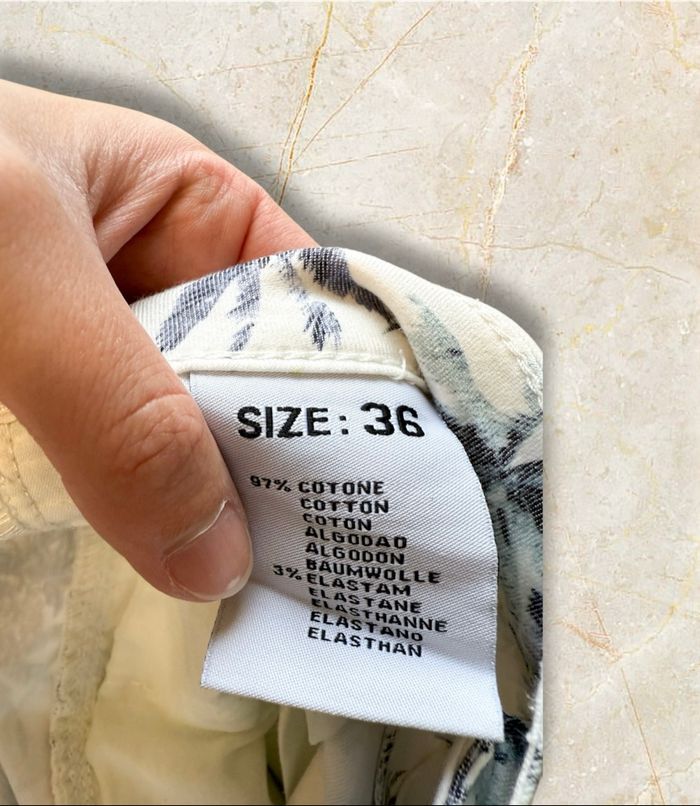 Jean slim taille haute blanc à motifs floraux multicolores place du jour taille 36 S - photo numéro 6