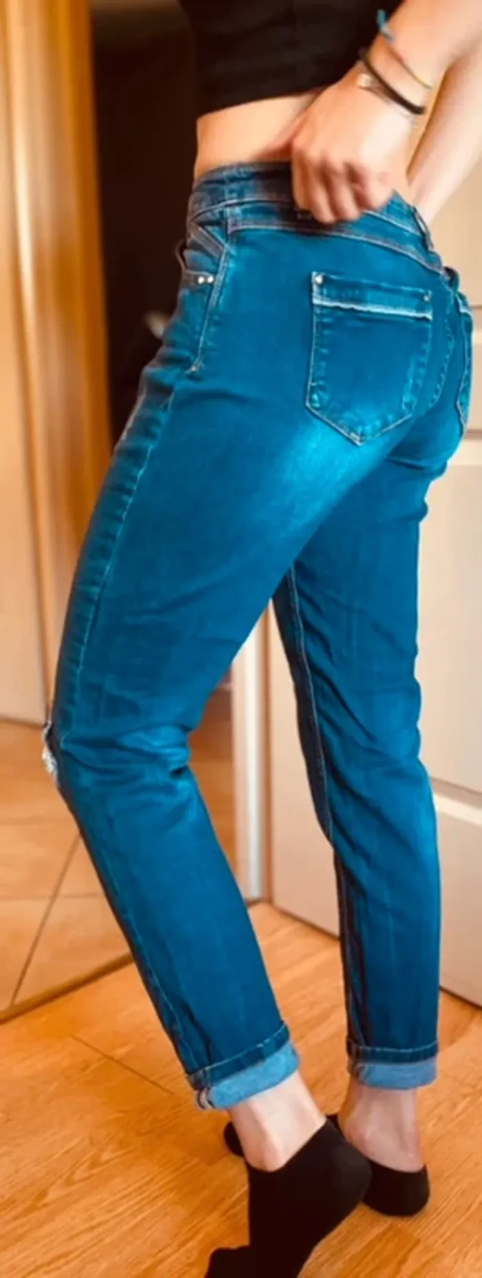 👖 Jean slim bleu avec effet usé & déchiré - photo numéro 3