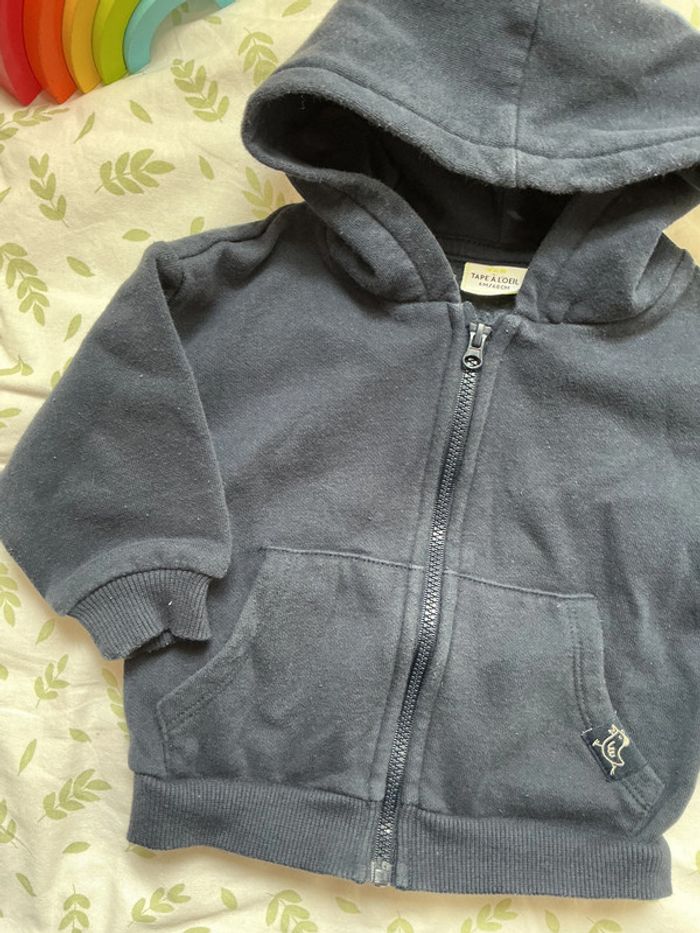 gilet zippé à capuche marine 6 mois tape à l'oeil - photo numéro 5