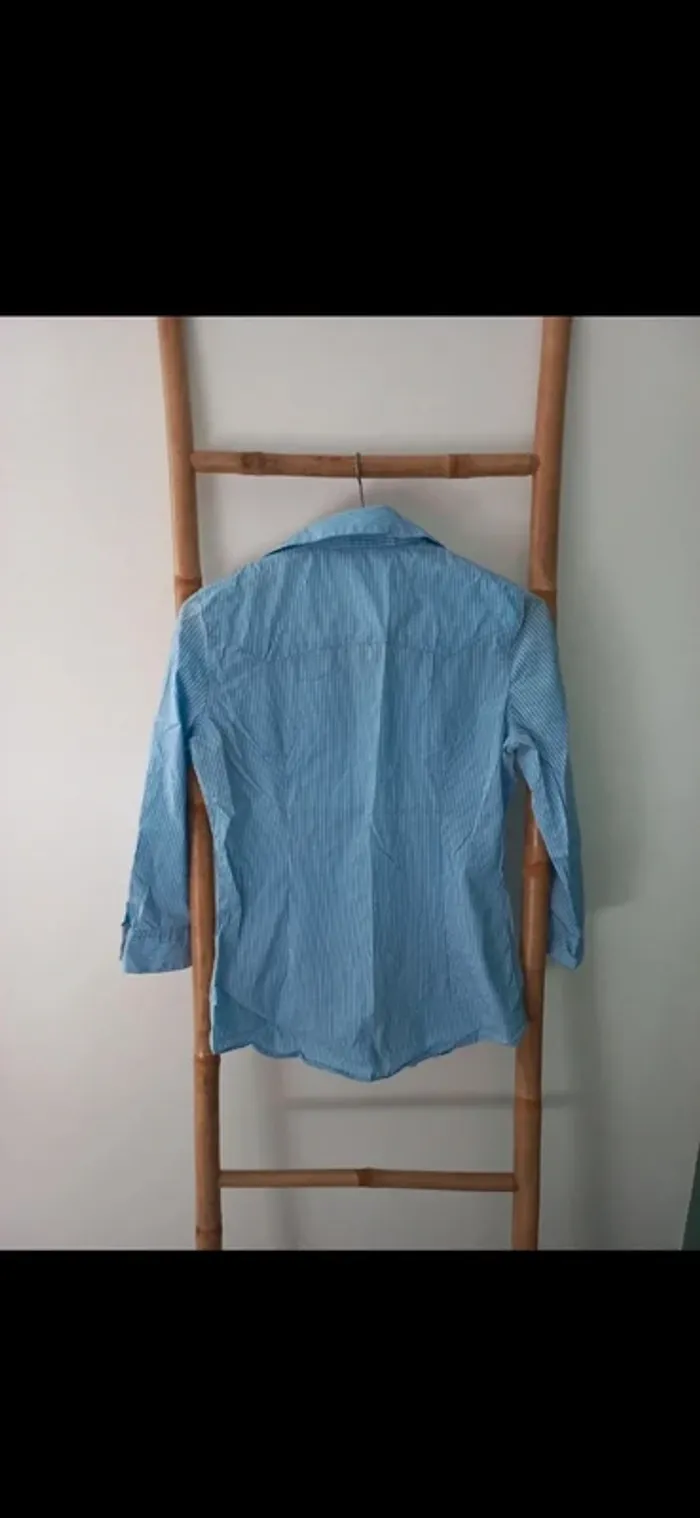 Chemise Zara bleu rayée blanc - photo numéro 5