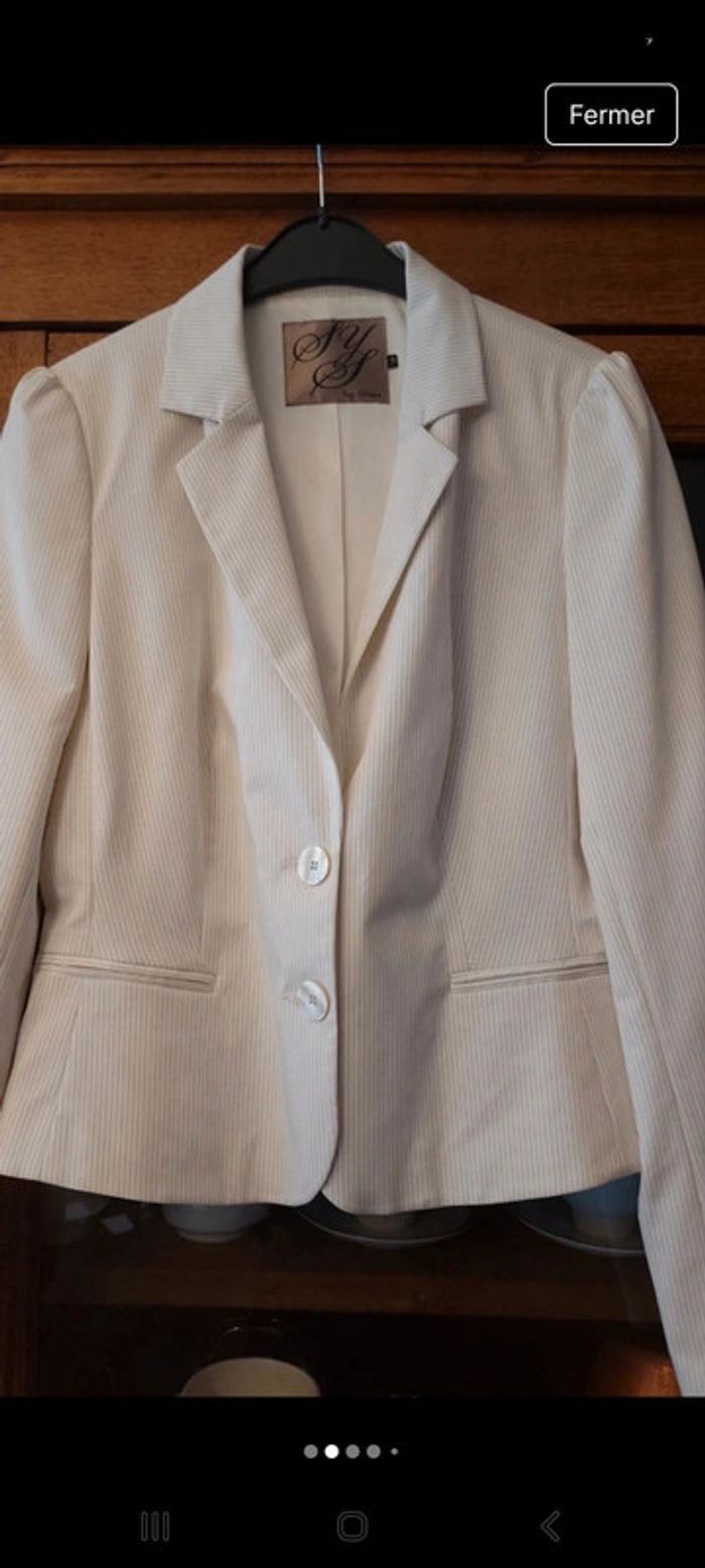Jolie Blazer blanc lignée by Steps taille 38 - photo numéro 2