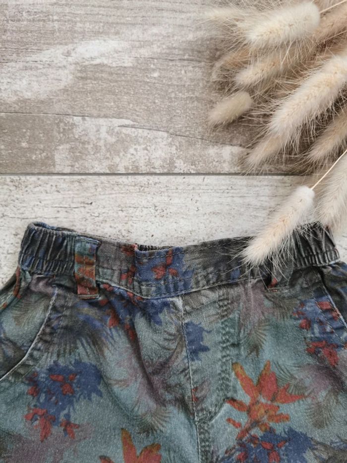🌺Très joli Short tropical vert terracotta feuillage 6/9mois - photo numéro 4