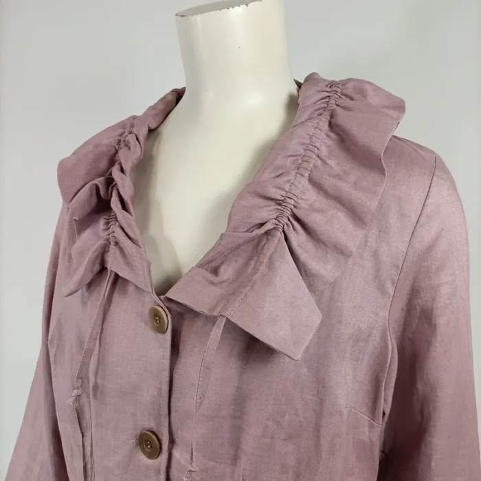 Ensemble Robe veste en Lin - Rose Parme vintage T40 - A201 - photo numéro 9