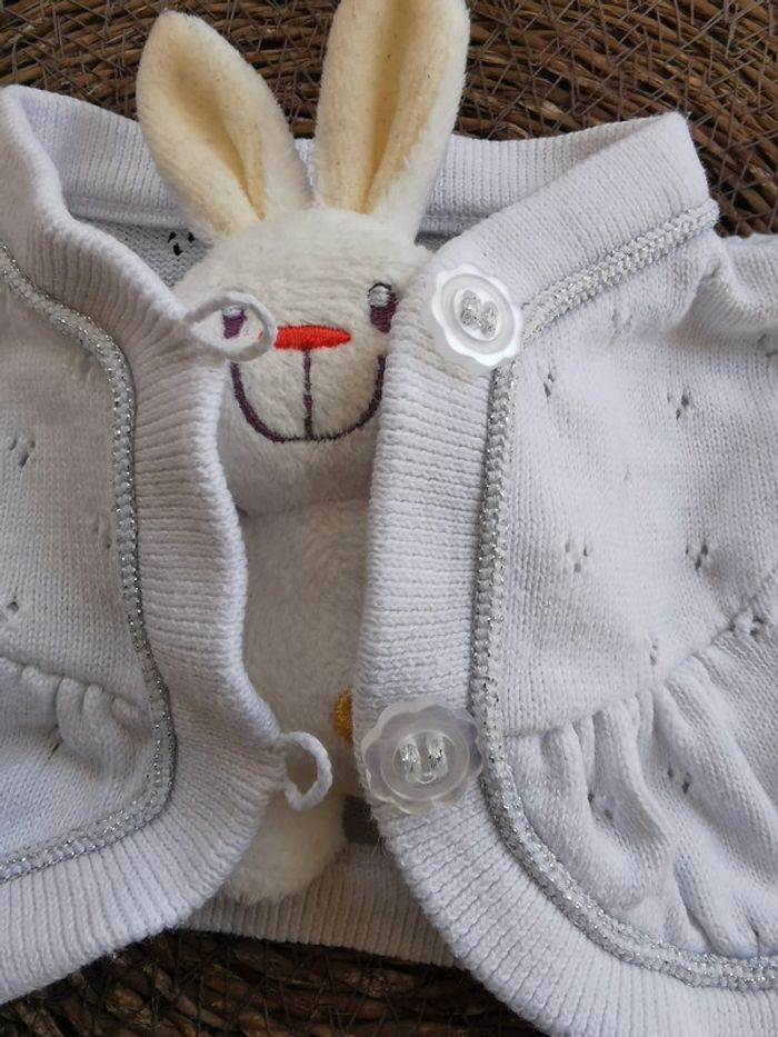 Gilet 👣 court boléro, blanc et argenté, tape à l'œil, 3 mois - photo numéro 7